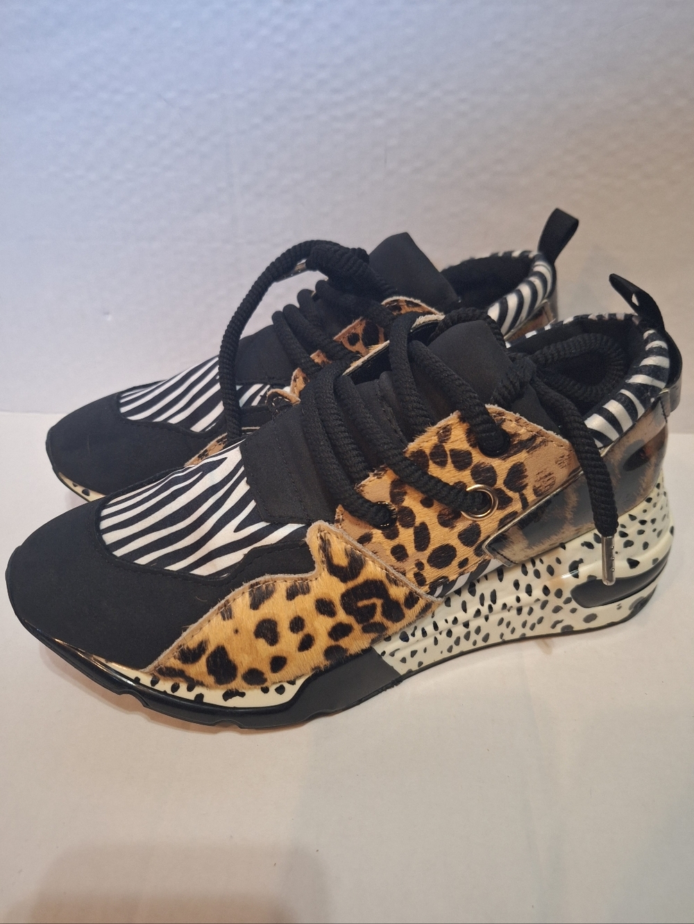 STEVE MADDEN Cliff Sneaker Multi Animal Print Platform Sneakers 7.5M